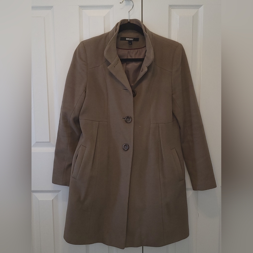Dkny Mauve Pea Coat with Notched Lapel
